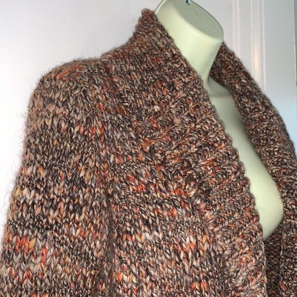 Mottled brown/orange/cream wool open cardigan - Picture 4 of 6